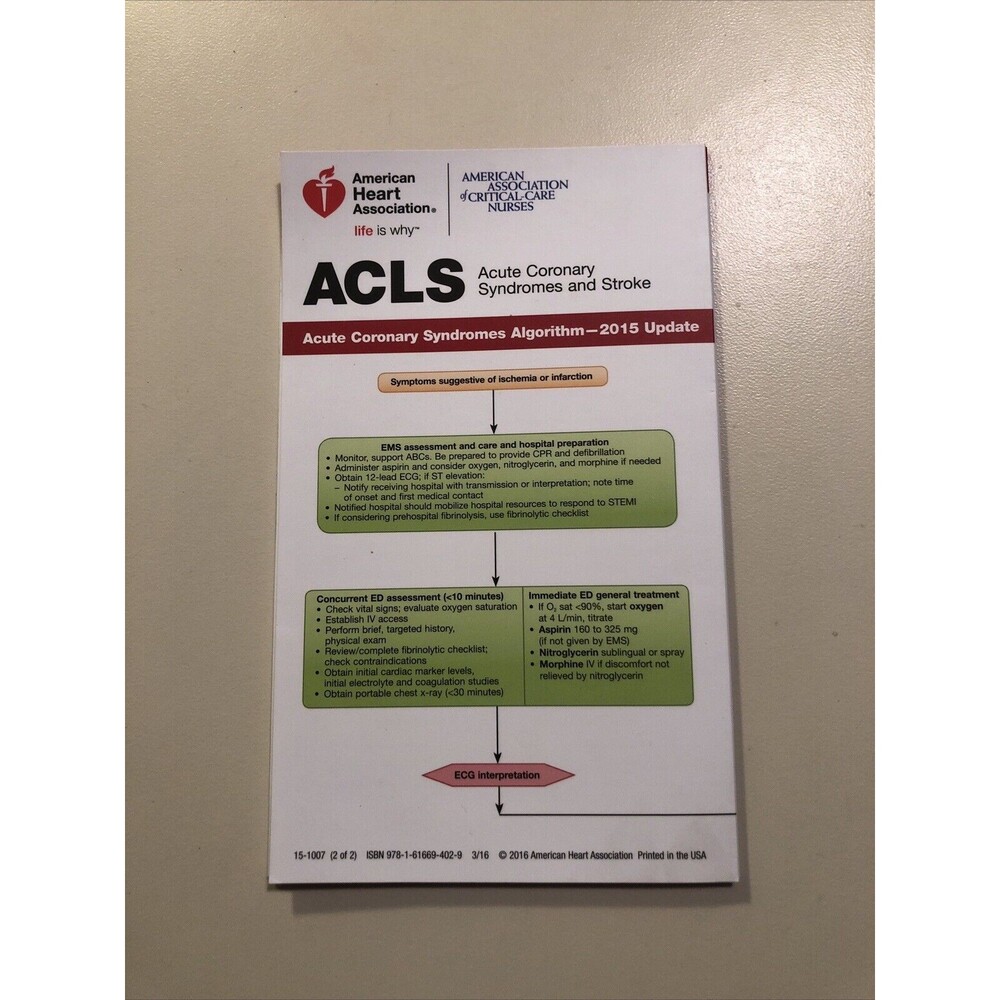 2016 ACLS Reference Cards : Acute coronary syndrome and stroke algorithm